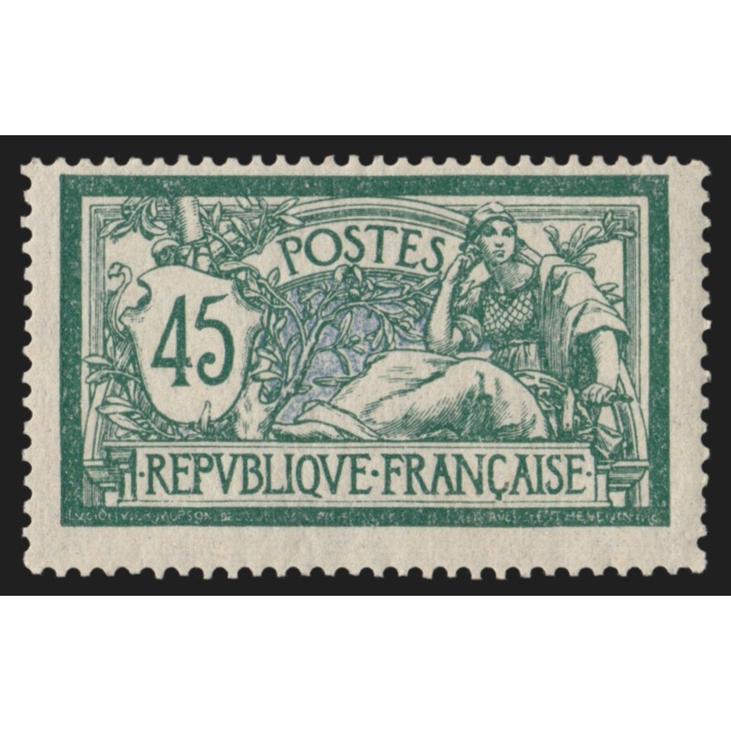 n°143, Merson 45c bleu et vert, neuf ** sans charnière, centrage courant - TB