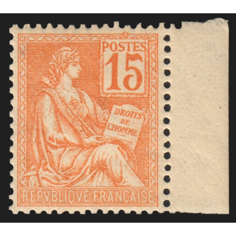 n°117, Mouchon 15c orange, neuf ** sans charnière, signé ROUMET - SUPERBE