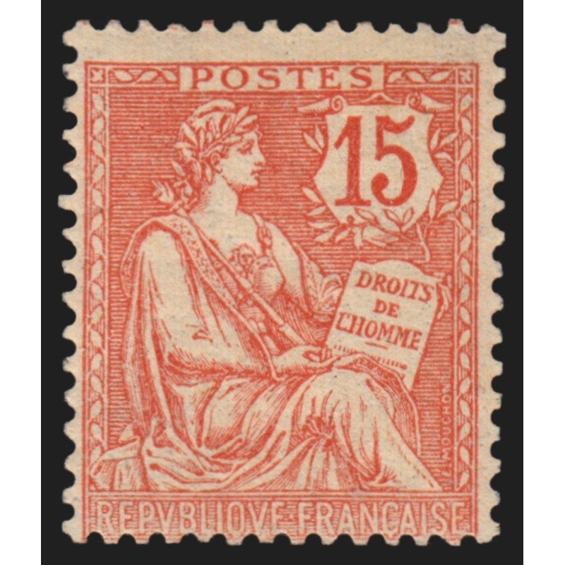 n°125, Mouchon retouché 15c vermillon, neuf ** sans charnière - TB