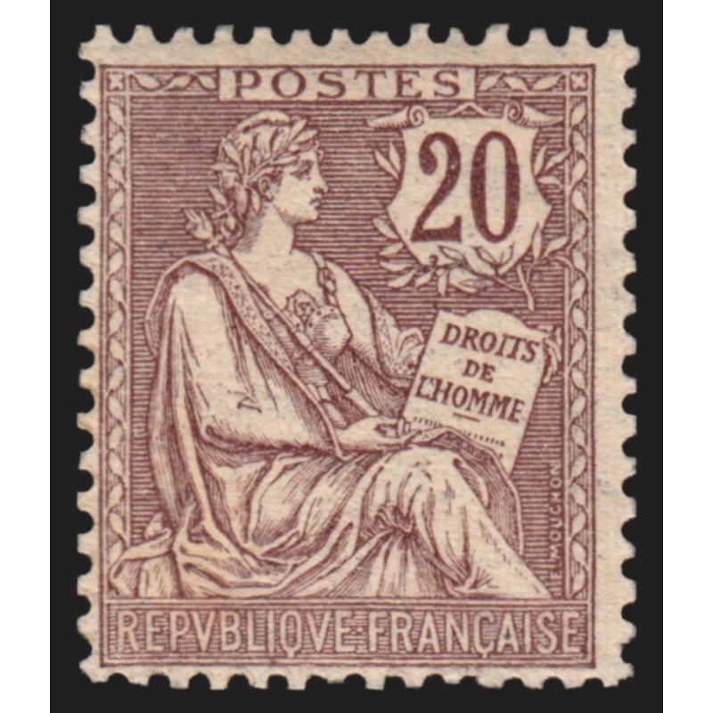 n°126, Mouchon retouché 20c brun-lilas, neuf ** sans charnière - TB