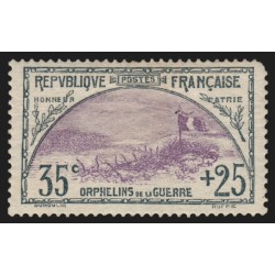 n°152, Orphelins de guerre 1917, 35c+25c ardoise et violet, neuf * signé CALVES