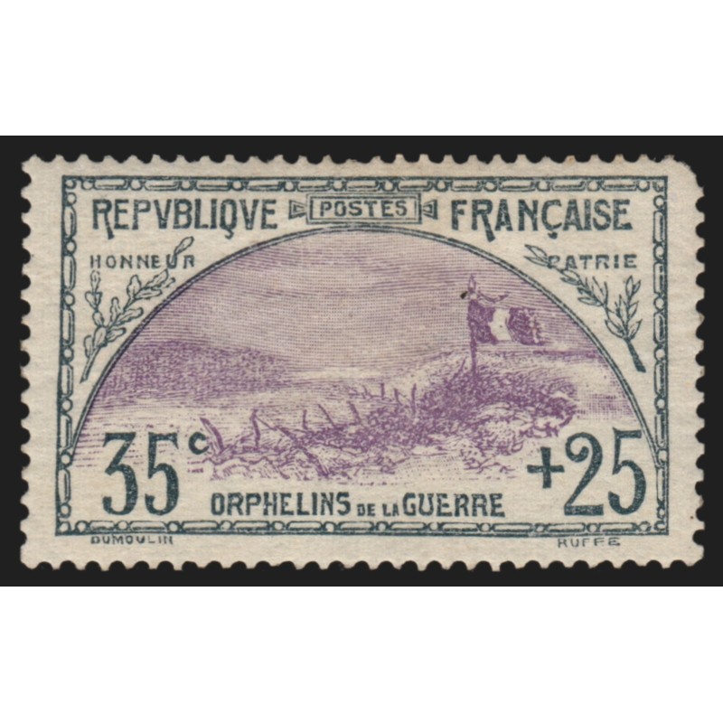 n°152, Orphelins de guerre 1917, 35c+25c ardoise et violet, neuf * signé CALVES