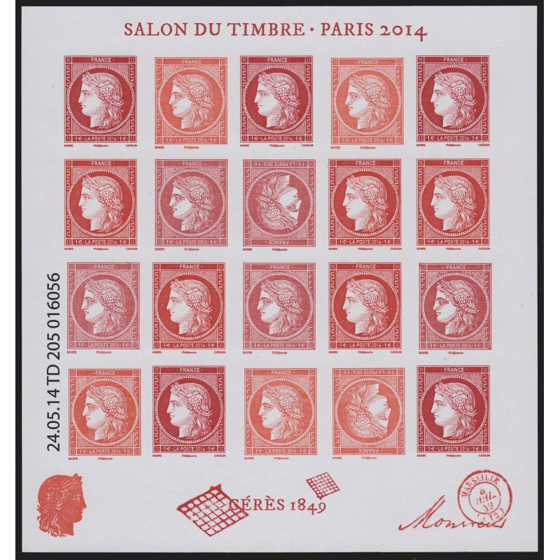 n° F4871, Feuillet non-dentelé, Cérès Salon du timbre 2014, neuf ** - SUPERBE