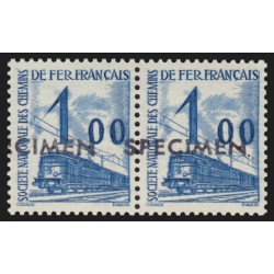 Petits Colis Postaux n°41 surchargé SPÉCIMEN, Locomotive 1fr bleu, neuf ** SUP