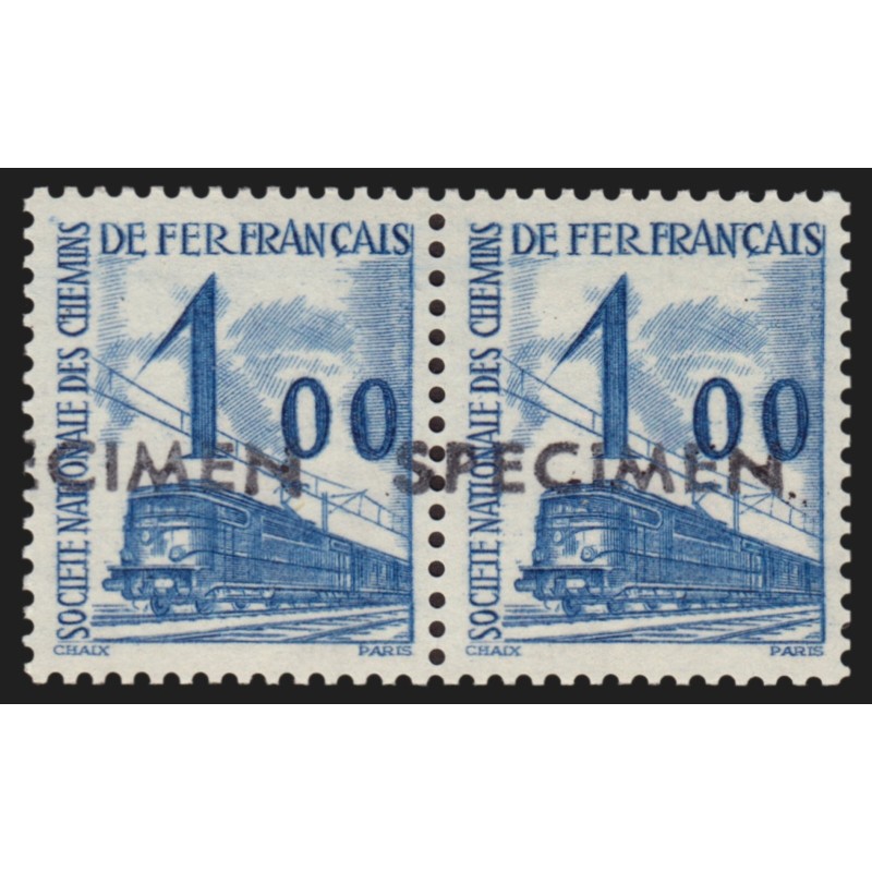 Petits Colis Postaux n°41 surchargé SPÉCIMEN, Locomotive 1fr bleu, neuf ** SUP