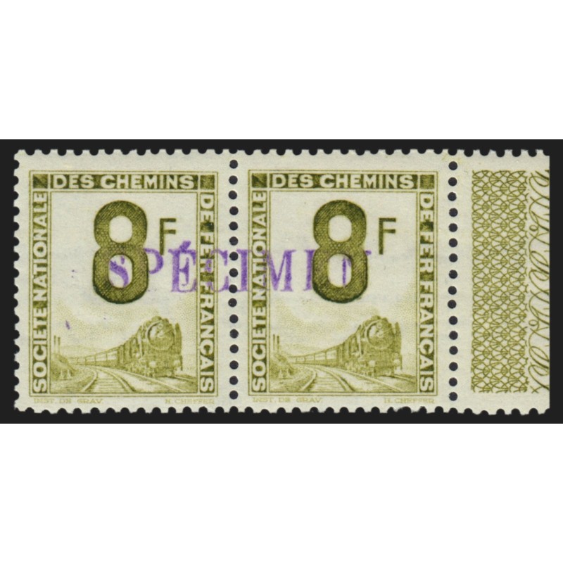 Petits Colis Postaux n°8 surchargé SPÉCIMEN, 8fr vert-olive, ** signé CALVES