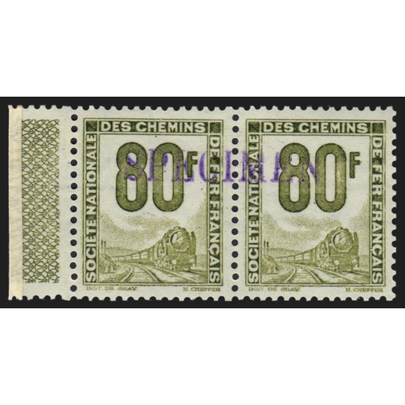 Petits Colis Postaux n°19 surchargé SPÉCIMEN, 80fr olive, neuf ** signé CALVES