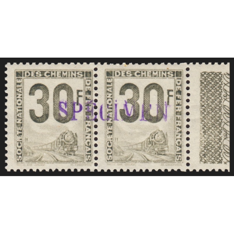 Petits Colis Postaux n°13 surchargé SPÉCIMEN, 30fr gris, neuf ** signé CALVES