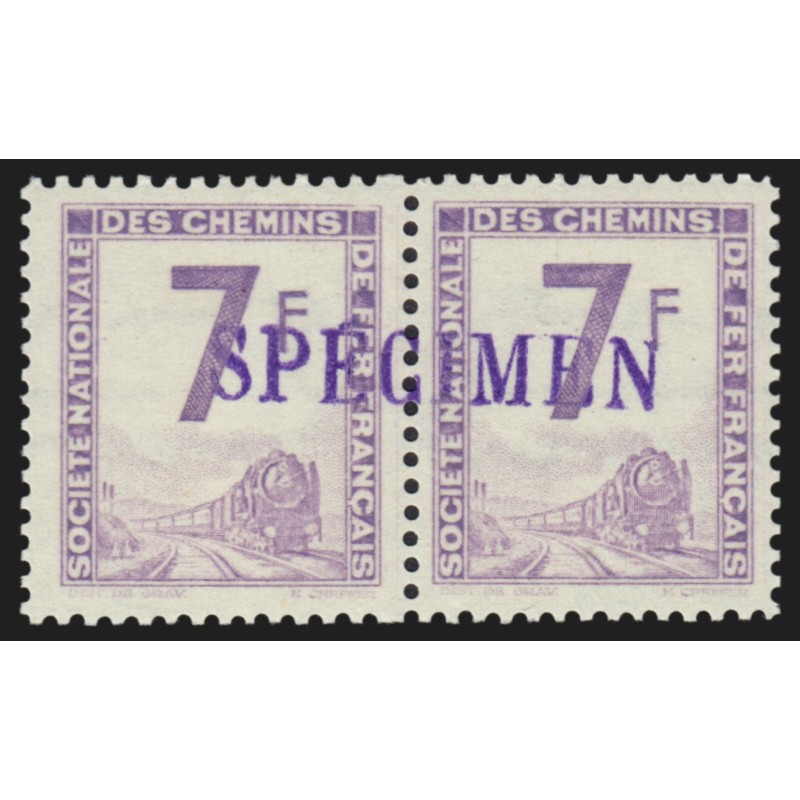 Petits Colis Postaux n°7 surchargé SPÉCIMEN, 7fr mauve, neuf ** signé CALVES