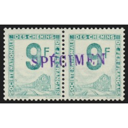 Petits Colis Postaux n°9 surchargé SPÉCIMEN, 9fr bleu-vert, ** signé CALVES