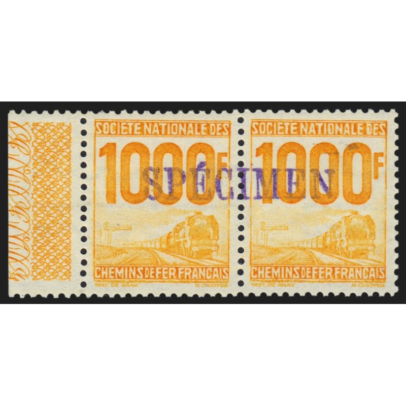 Petits Colis Postaux n°26 surchargé SPÉCIMEN, 1000fr jaune, ** signé CALVES