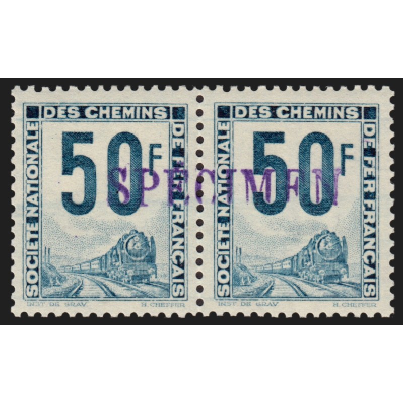 Petits Colis Postaux n°30 surchargé SPÉCIMEN, 50fr bleu, neuf ** signé CALVES