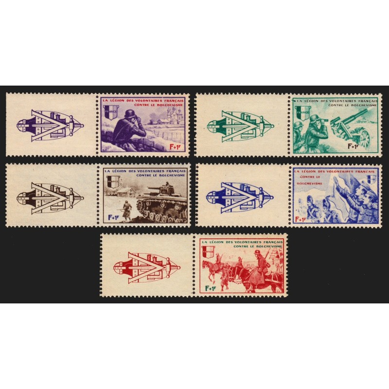 LVF n°6/10, Borodino 1942, série complète avec vignette, neufs **/* - TB