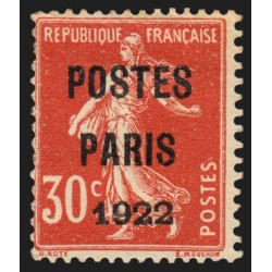 Préoblitérés n°32, POSTES PARIS 1922, neuf (*) sans gomme, signé CALVES - B/TB