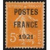 Préoblitérés n°33, Semeuse 5c orange, POSTES FRANCE 1921, neuf (*) signé CALVES