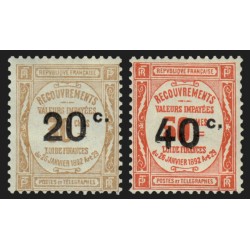 Timbres-Taxe n°49/50, Recouvrements surchargés 1917, neufs * avec charnière TB