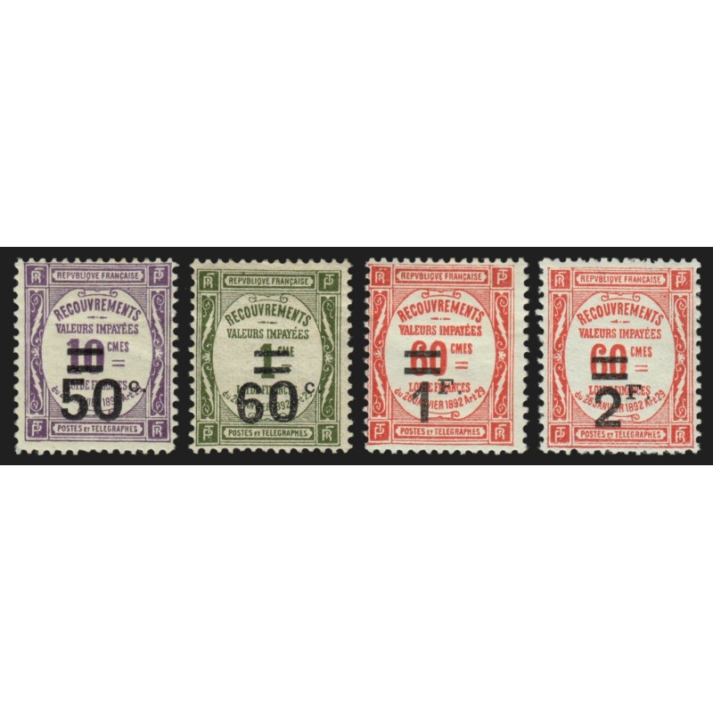 Timbres-Taxe n°51/54, Recouvrements surchargés 1926, série complète, neufs * TB