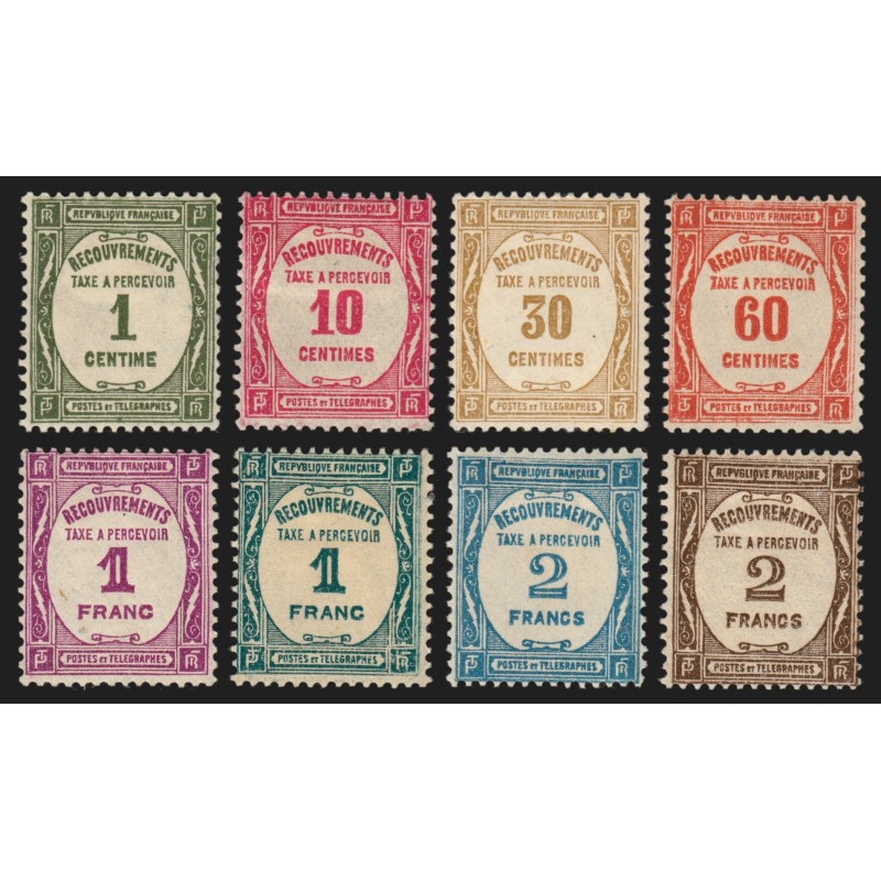 Timbres-Taxe n°55/62, Recouvrements 1927, série complète, neufs * signé CALVES