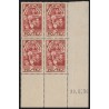 n°312, bloc de quatre coin daté 1936, Enfants de chômeurs, neuf ** - TB