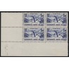 n°334, bloc de quatre coin daté 1937, Ski à Chamonix, neuf **/* - TB