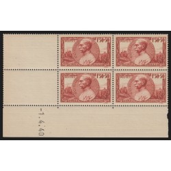 n°456, bloc de quatre coin daté 1940, Joseph-Simon Galliéni, neuf ** - TB