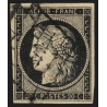 n°3, Cérès 1849, 20c noir sur jaune, oblitéré grille - TB