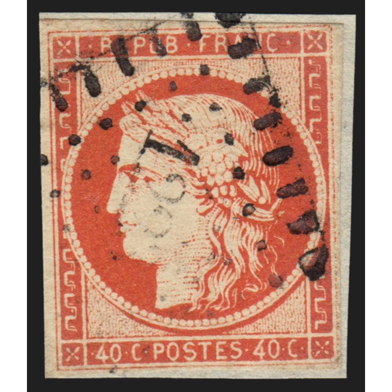 n°5, Cérès 1849, 40c orange, oblitéré losange petits chiffres - B/TB
