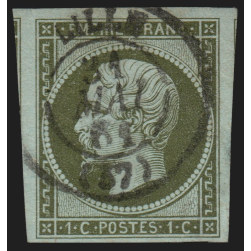 n°11, Napoléon non-dentelé, 1c olive, oblitéré càd Lille - TTB