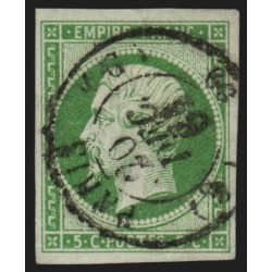 n°12, Napoléon non-dentelé, 5c vert, oblitéré càd bureau de Paris G - TB