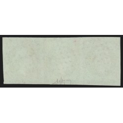 n°12a, bande de 3, Napoléon non-dentelé, 5c vert-jaune, oblitéré PC 1 ABBEVILLE