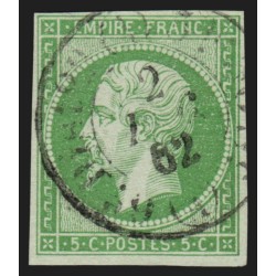 n°12a, Napoléon non-dentelé, 5c vert-jaune, oblitéré càd de Distribution - TB