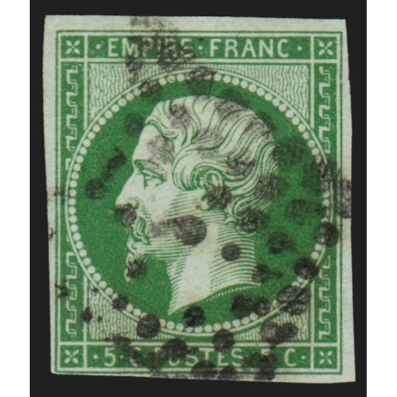 n°12b, Napoléon non-dentelé, 5c VERT-FONCÉ, oblitéré - TB