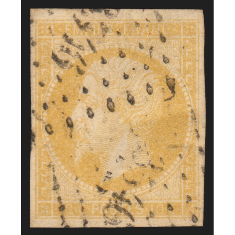 n°13Aa, Napoléon non-dentelé, 10c JAUNE-CITRON, oblitéré - B/TB