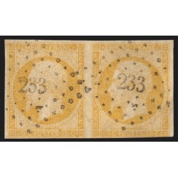 n°13Aa paire, 10c JAUNE-CITRON, oblitéré PC 233 BAIGNES-SAINTE-RADEGONDE - B/TB