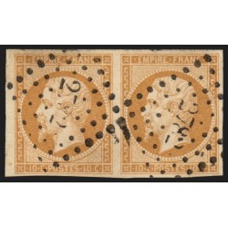 n°13B paire, 10c brun-clair, Type II, oblitéré PC 2782 SALIES-DE-BEARN - TB