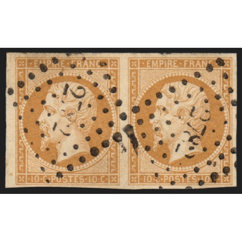 n°13B paire, 10c brun-clair, Type II, oblitéré PC 2782 SALIES-DE-BEARN - TB