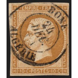 n°13B, Napoléon 10c brun-clair, Type II, oblitéré càd BONE (Algérie) - TB