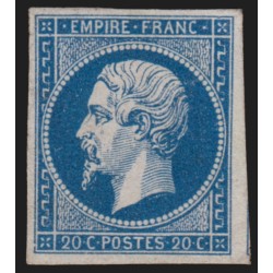 n°14Ac, Napoléon non-dentelé, 20c BLEU-SUR-AZURÉ, neuf (*) sans gomme - TB