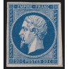 n°14Ac, Napoléon non-dentelé, 20c BLEU-SUR-AZURÉ, neuf (*) sans gomme - TB