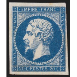 n°14A, impression grossière, Napoléon 20c bleu, neuf (*) sans gomme TB D'ASPECT