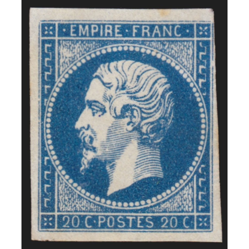 n°14A, impression grossière, Napoléon 20c bleu, neuf (*) sans gomme TB D'ASPECT