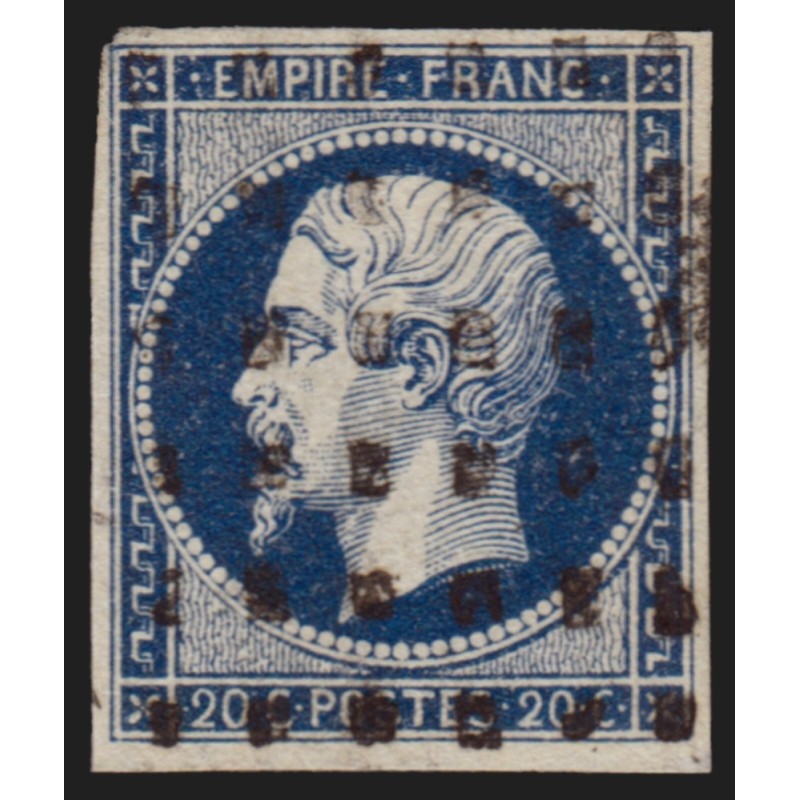 n°14Aa, Napoléon, 20c BLEU-FONCÉ, oblitéré GROS POINTS - TB D'ASPECT