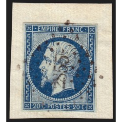 n°14Ad, Napoléon, 20c BLEU-SUR-VERT, oblitéré PC 2855 Sedan sur fragment - B/TB