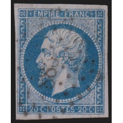 n°14Ae, Napoléon non-dentelé, 20c BLEU-SUR-LILAS, oblitéré Petits Chiffres - TB