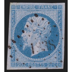n°14Ae, Napoléon non-dentelé, 20c BLEU-SUR-LILAS, oblitéré losange PC - TB