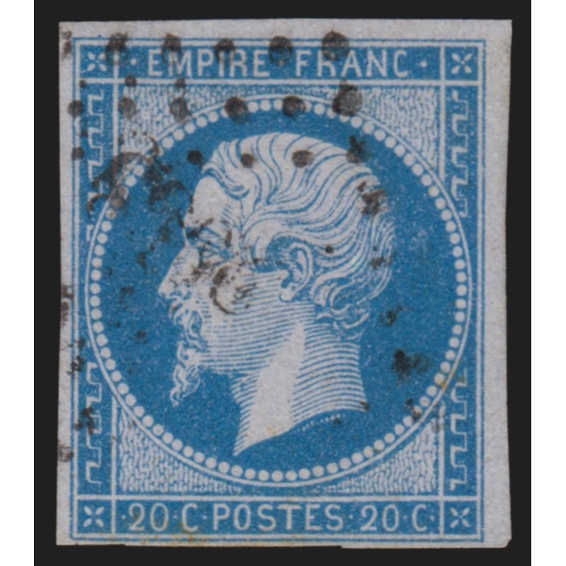 n°14Ae, Napoléon non-dentelé, 20c BLEU-SUR-LILAS, oblitéré - TB D'ASPECT