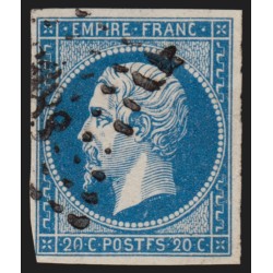 n°14Ah, variété "POSTFS", Napoléon non-dentelé, 20c bleu, oblitéré - TB