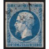 n°14Ah, variété "POSTFS", Napoléon non-dentelé 20c bleu, oblitéré - B/TB