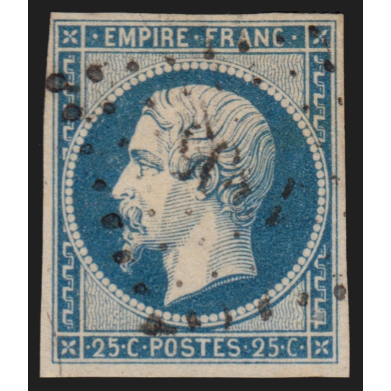 n°15, Napoléon non-dentelé 25c bleu, oblitéré losange Petits Chiffres - TB