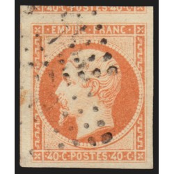 n°16, Napoléon non-dentelé, 40c orange, oblitéré, 2 voisins - SUPERBE